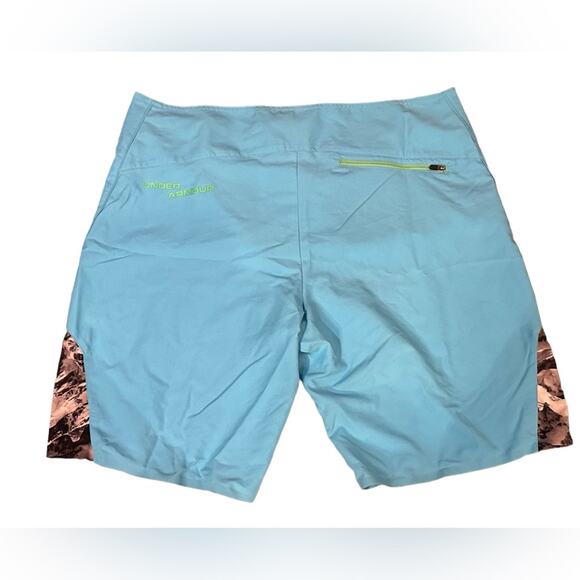 Under Armour Mens Size 40 Turquoise Polyester Unlined Swim Trunks - Picture 2 of 6